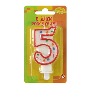 Свечи №315 MС Свеча Цифра 5 Красное Конфетти 7см